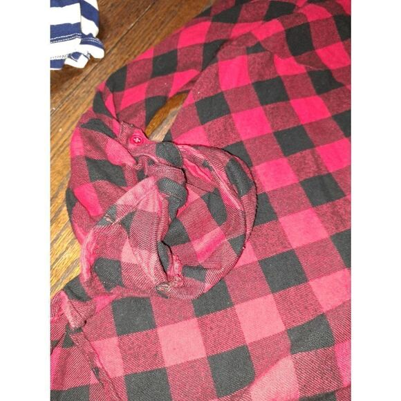 Large Kim Rogers Red Black Flannel Long Sleeve Button Front Shirt Buffalo Plaid - Picture 3 of 5